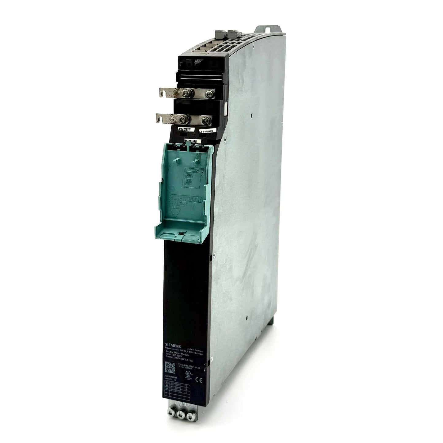 6SL3120-2TE21-0AA3 SINAMICS S120 Double Motor Module Eingang: DC 600V Ausgang: 3AC 400V, 9A/9A Bauform: booksize interne Luftkühlung optimierte Pulsmuster und Unterstützung der extended Safety integrated Funktionen inkl. DRIVE-CLiQ Leitung