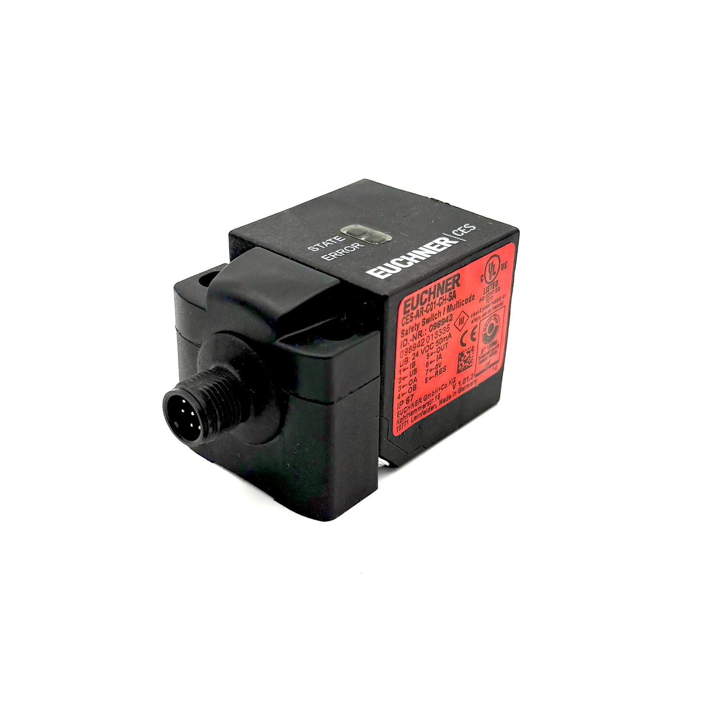 CES-AR-C01-CH-SA EUCHNER Sicherheitsschalter Gewicht 180 g Hersteller Euchner Schutzklasse (IP) 67 Spannung 24 V DC Steckeranschluß 5-polig M12 --- Neuteil --