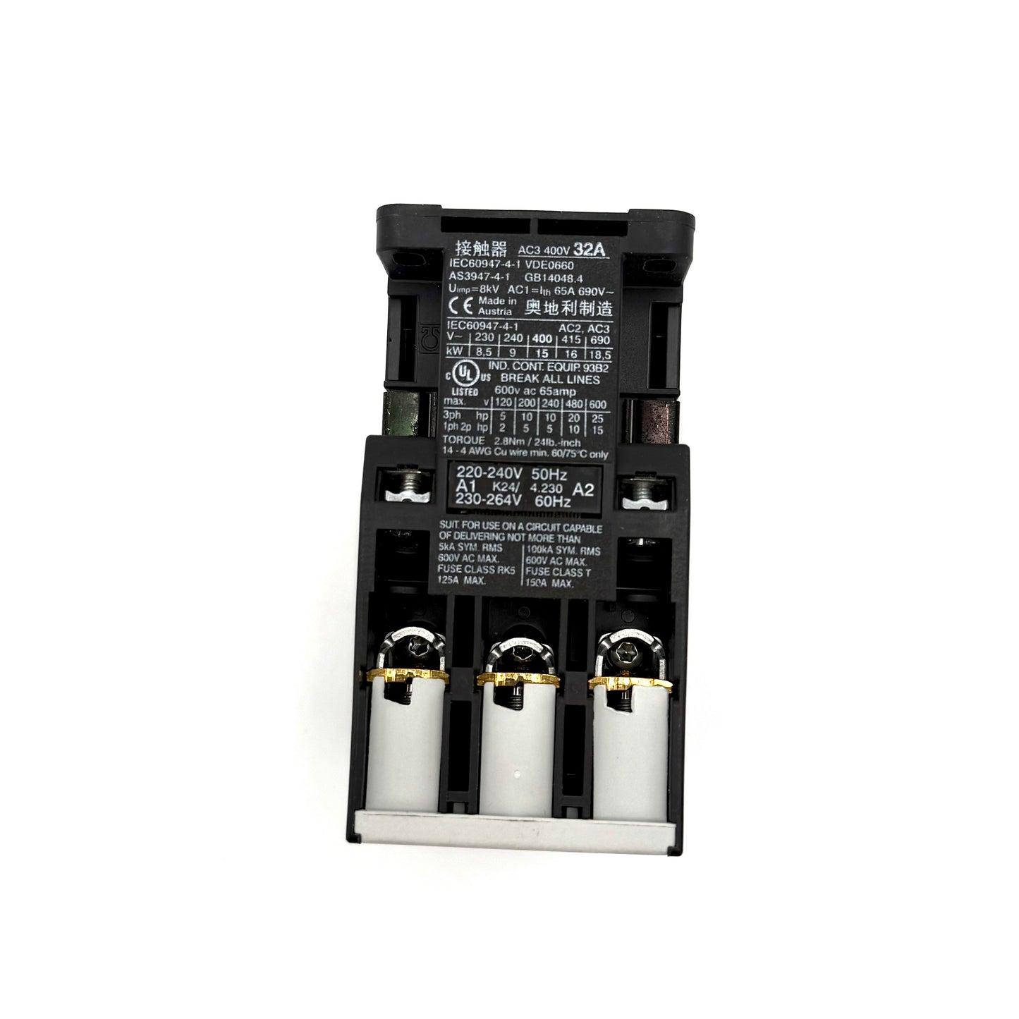 K3-32A00_230 Leitstungschütz Benedikt & Jäger EAN / GTIN:9005738816719 Magnetspule:220-240 V 50Hz Spulenleistung:AC: Einschalten: 115 VA, Halten: 3-4 Watt